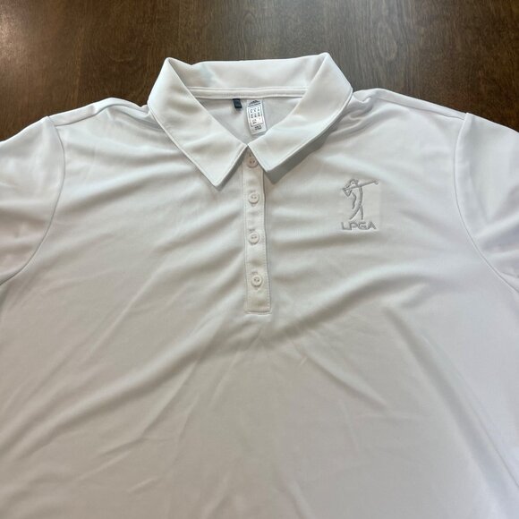 Adidas LPGA White Polo Shirt Women's Size XL Moisture-Wicking Short Sleeves - Picture 7 of 12